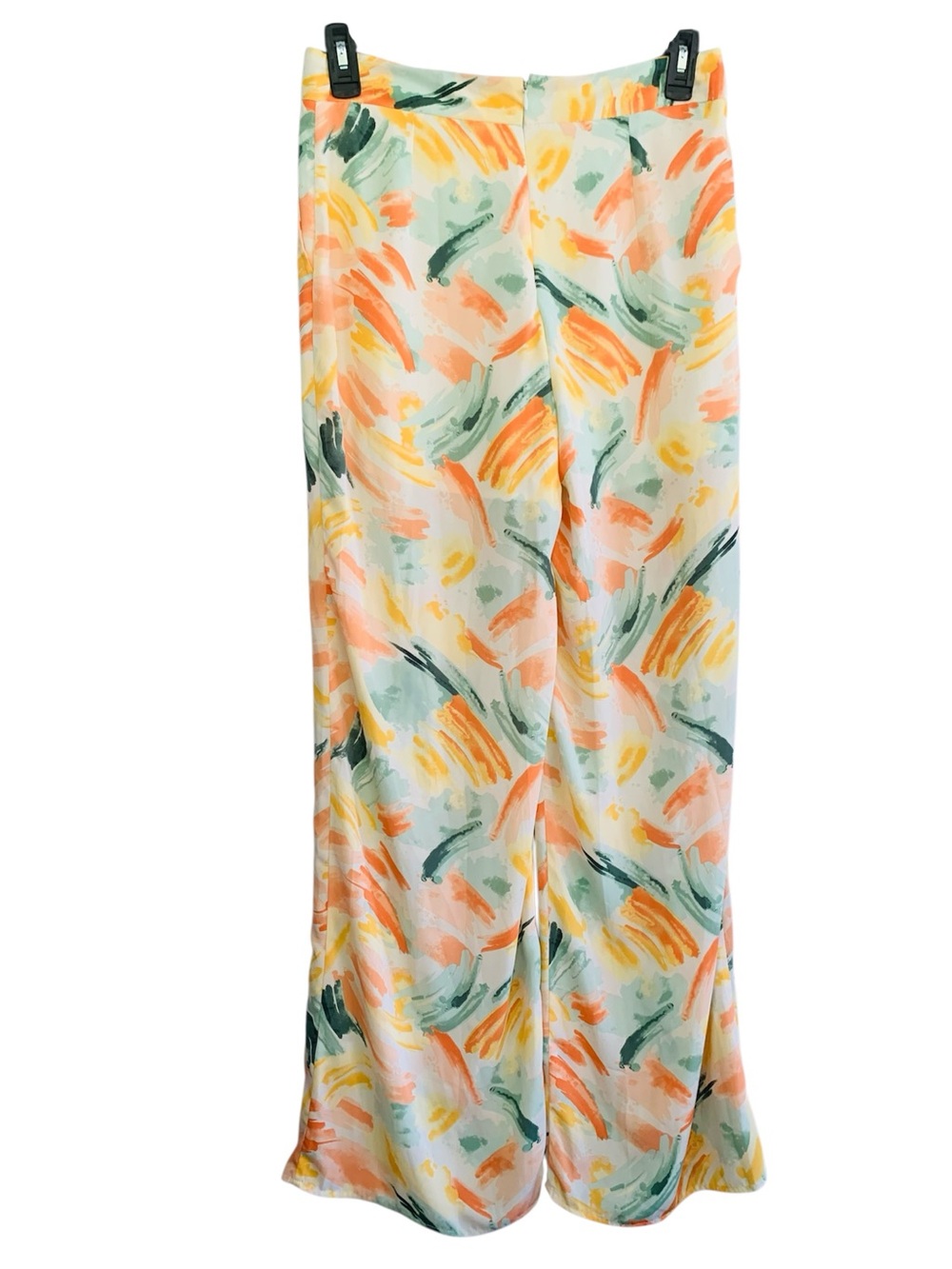 Palazzo Pants Watercolor Brushstroke in Yellow, Orange & Mint NWT